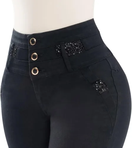 Miniatura 5 de Fiorella Shapewear Levantador de glúteos para mujer, pantalones vaqueros de cintura alta push up negro Levanta Cola Pantalones Colombianos 516BB