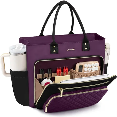 Miniatura 21 de LOVEVOOK Bolsa Tote para Maestras para Mujeres Trabajo, Bolsa para Laptop Bolsa Tote de Trabajo Bolsas de Enfermera Con Portavasos Grande, Maletín