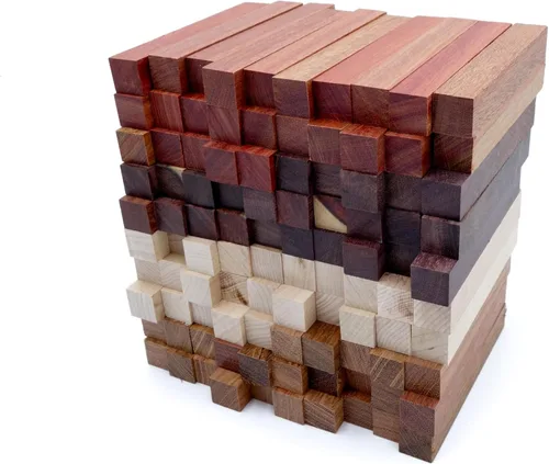 Miniatura 10 de Paquete de 12 suministros de torneado de pluma de madera exótica, manualidades de pluma de bricolaje: madera de sangre, ébano mexicano, jatoba, arce