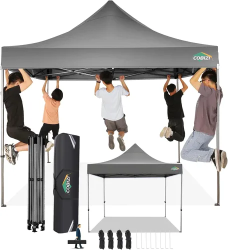 Miniatura 26 de COBIZI Toldo desplegable de 6.6 x 6.6 pies sin pared lateral, toldo resistente UPF 50+ para todas las estaciones, resistente al viento e Azul