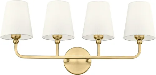 Miniatura 31 de VL837-BG-RA-2 - Lámparas de baño de 2 luces, luces de ratán dorado cepillado, aplique de doble pared con pantalla tejida a mano acampanada, apliques