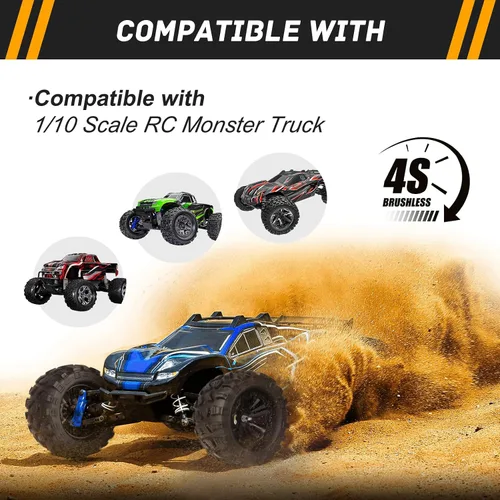 Miniatura 6 de 4 unidades de neumáticos y ruedas para camiones RC de 4.921 in 1/10 de 2.8 pulgadas montados en OD 0.472 in para Traxxas Stampede Rustler VXL 4x4