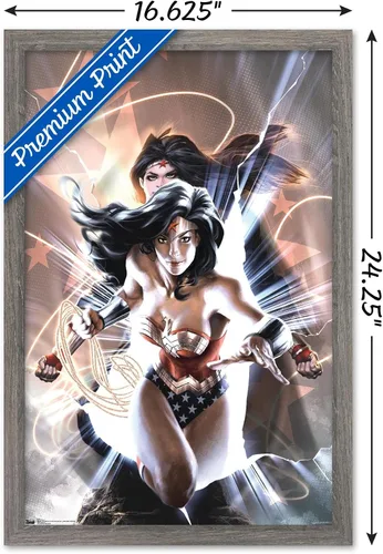 Miniatura 3 de Trends International DC Comics - Póster de pared de la Mujer Maravilla, 14.725 x 22.375 pulgadas, versión enmarcada de madera de granero