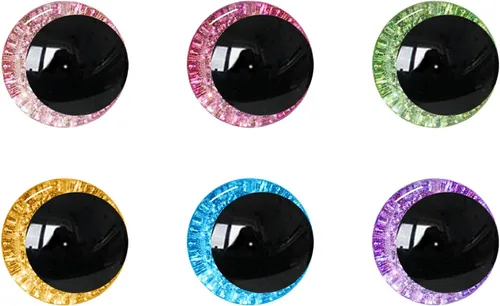 120 ojos de seguridad con purpurina 3D de 0.394 pulgadas para ganchillo con arandelas, ojos amigurumi de ganchillo luna, ojos para animales de
