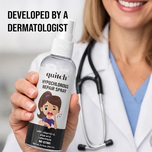 Miniatura 9 de Quitch Spray de cuidado posterior para piercings con ácido hipocloroso, limpiador calmante para piercings nuevos y curativos, oídos, cartílago