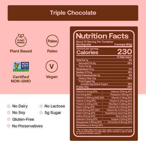Miniatura 4 de Happy Viking Proteína en Polvo de Chocolate + Súper Alimentos, Creado por Venus Williams, 30G de Proteína, Bajo en Carbohidratos, Cetogénico