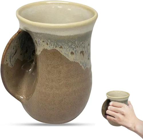 Miniatura 28 de Clay in Motion - Taza calentadora de manos para diestros, diseño Desert Sand