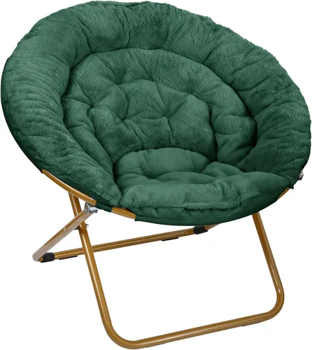 Miniatura 10 de Flash Furniture Gwen - Silla plegable de gran tamaño con otomana, silla lunar de piel sintética, marco de acero duradero, para dormitorio