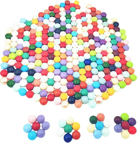 Miniatura 11 de Mini mosaico redondo de jade de 1/2 pulgada, piezas de mosaico de vidrio Circel de 1.1 libras para manualidades, macetas, jarrones, tazas