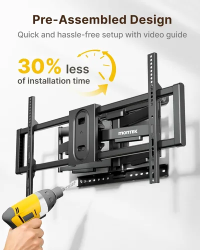 Miniatura 7 de monTEK Soporte de pared para TV de movimiento completo para televisores de 43 a 95 pulgadas, premontado y hasta 150 libras, soporte de montaje de TV
