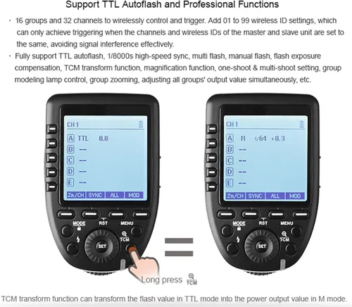 Miniatura 5 de Godox Transmisor de disparador de flash inalámbrico - XPro-S compatible con cámaras Sony, sincronización de alta velocidad TTL 2.4G, ID inalámbrico