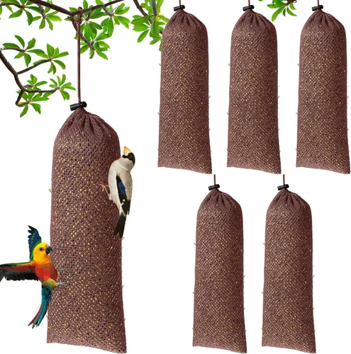 Miniatura 8 de Weewooday 6 Piezas Alimentador de Calcetín para Pinzón Calcetines de Cardo Alimentador de Pájaros Saco Instantáneo de Semillas para Colgar al Aire