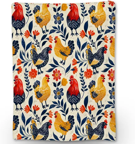 Manta de gallo de pollo | Manta de franela suave, cálida y ligera, perfecta para sofá, cama, decoración, viajes y uso al aire libre, mantas