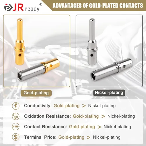 Miniatura 4 de JRready ST6356-12 Deutsch Conectores y enchufes chapados en oro tamaño 12, terminales de barril cerrados Calibre de alambre 12-16, 20 pares macho