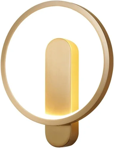 Aplique de pared redondo de latón, moderna lámpara dorada montada en la pared, luz LED de pared de atenuación de tres colores, accesorios de