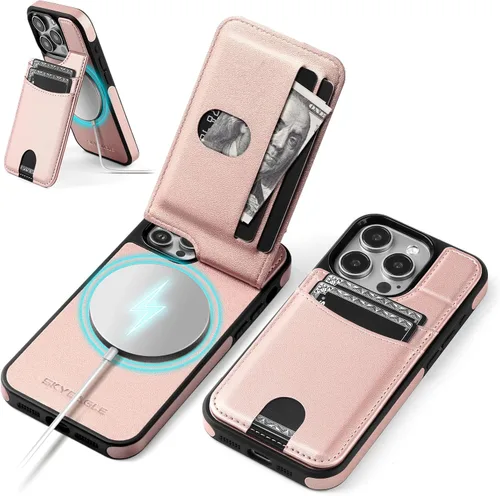 Miniatura 8 de SkyEagle Funda compatible con Magsafe para iPhone 13 Pro Max con soporte para tarjetas, función atril, bloqueo RFID, ranuras para tarjetas