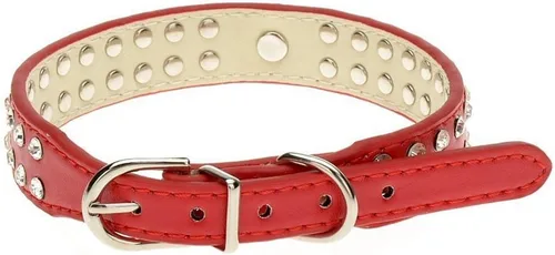 Miniatura 2 de Lindo collar de perro de 2 filas de diamantes de imitación con forma de corazón tachonado para perro pequeño o mediano, rojo, XXS