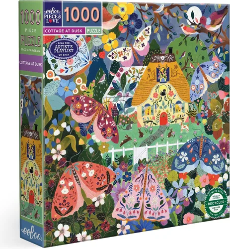 Miniatura 16 de eeBoo Rompecabezas de 1000 piezas – Artist's Cottage rompecabezas para adultos, cuadrado de 23 x 23 pulgadas, fabricado con tablero reciclado