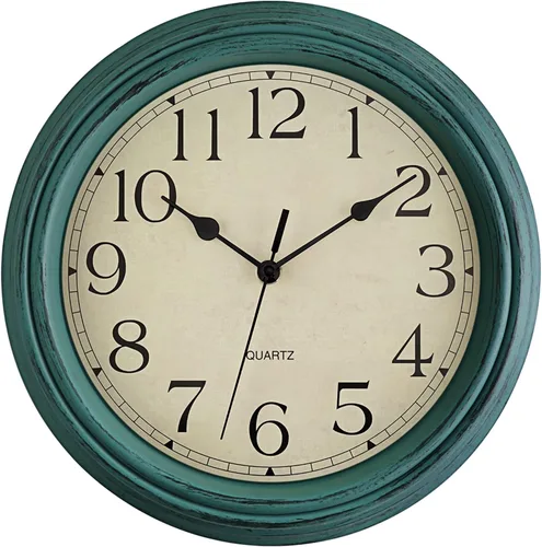 Foxtop Reloj clásico redondo retro silencioso de 12 pulgadas, de cuarzo, decorativo, funciona con pilas, para sala de estar, cocina, oficina en casa