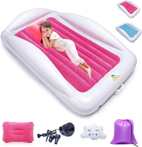 Miniatura 8 de Sleepah Cama de viaje inflable para niños pequeños Cama de aire portátil para niños con protectores de seguridad para niños y bebés – Incluye bomba