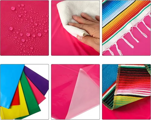 Miniatura 4 de Mixweer Juego de camino de mesa y mantel mexicano de algodón, mantel desechable de plástico con serape mexicano, mantel rectangular de plástico