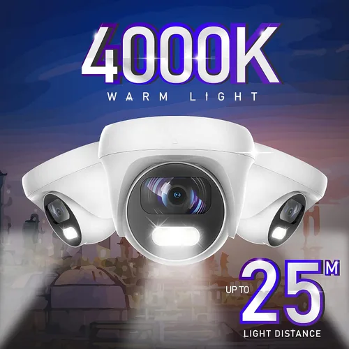 Miniatura 8 de Marquis Cúpula de torreta HD TVI/CVI/AHD/CVI a todo color de 8MP 24/7 con cámara de seguridad CCTV Sony-Starvis, visión nocturna a color al aire