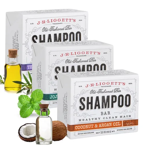 J·R·LIGGETT'S Barra de Champú – Árbol de Té, Jojoba y Menta, Aceites de Coco y Argán – Barra de Champú Sólida Totalmente Natural, Sin Sulfatos, Sin