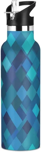 Miniatura 24 de Diamond Teal Royal Blue Double-Wall Insulation Reusable Water Bottle Insulated with Straw Lid BPA-Free Leak Proof for Sport Gym Outdoor Travel School
