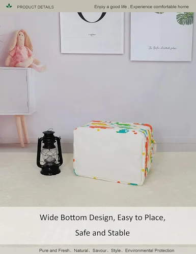 Miniatura 6 de Canasta ONOEV de lavandería, plegable, rectangular, de lona, para guardería, adecuada para niños, oficina, dormitorio, ropa, almacenamiento