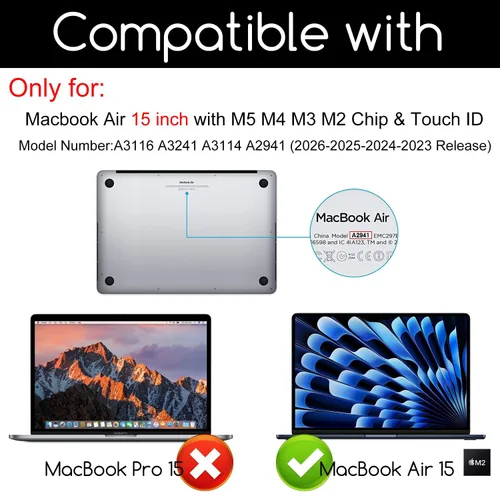 Miniatura 2 de KEANBOLL Paquete de 3 protectores de pantalla HD transparentes para MacBook Air de 15 pulgadas (chip M5 M4 M3 M2, 2026-2025-2024-2022), antiarañazos