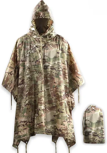 Miniatura 8 de M-Tac Poncho de Lluvia Táctico - Poncho Militar del Ejército Refugio - Ponchos de Lluvia Impermeables Ripstop para Acampada, Senderismo, Caza al