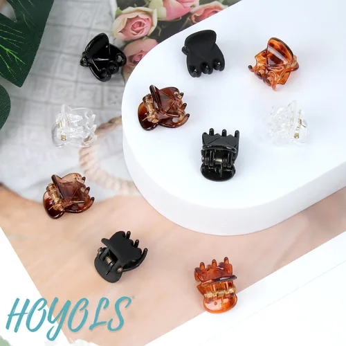 Miniatura 6 de Hoyols 48 mini pinzas para el cabello, pinzas pequeñas para mujeres y niñas, surtido de pinzas de plástico para mujeres y niñas, color negro, blanco