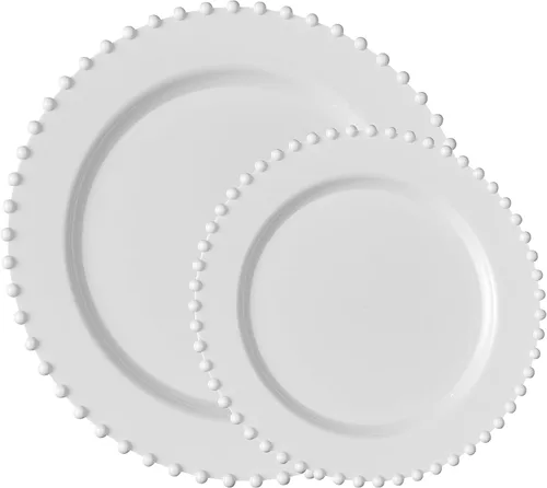 Miniatura 28 de Plasticpro - Juego de platos combinados de 32 piezas de plástico para cena, platos desechables de plástico elegantes y resistentes para fiestas de 7