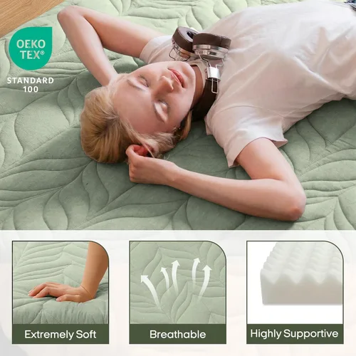 Miniatura 4 de ZonLi Colchón japonés para suelo de futón, tamaño individual, tapete de tatami enrollable, funda lavable, portátil y plegable para dormir