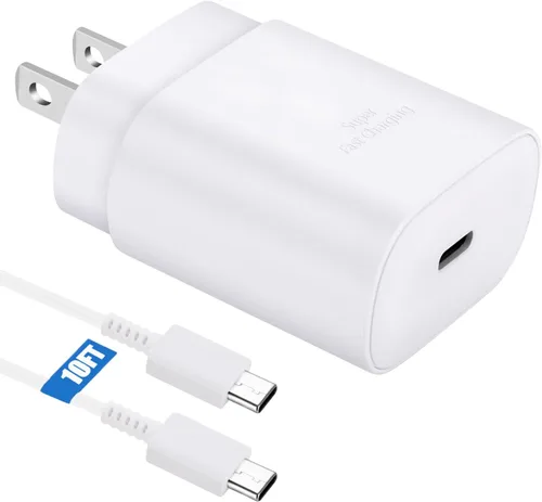 Miniatura 13 de Cable de carga súper rápida de 25W Tipo C con bloque y cable cargador USB C de 10 pies para teléfono Android Samsung Galaxy S25/S24 Púrpura