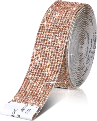 Zonon - Tiras adhesivas con diamantes de imitación para manualidades y decoración de Navidad, automóvil y celular, rollo, cinta con joyas, 2 mm