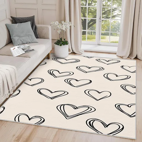 Alfombra minimalista de 2 x 3 pulgadas, color beige, lavable, antideslizante, suave, decoración del hogar, regalo