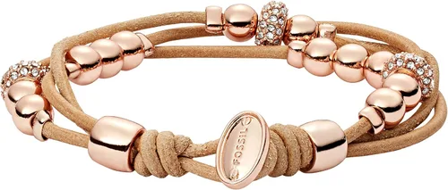 Miniatura 2 de Fossil - Pulsera de acero inoxidable y cuero genuino para mujer