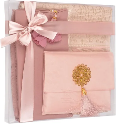 BABY SHOWER CHOCOLATE Juego de regalo islámico de alfombra de oración, tapete de oración de terciopelo, cuentas de oración, bufanda y libro Yaseen,