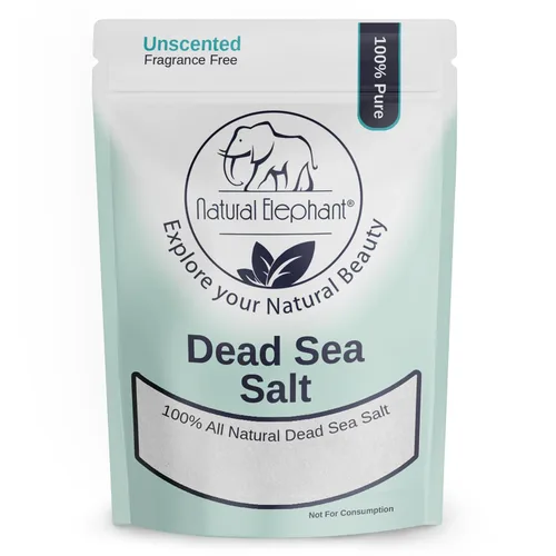Natural Elephant Sal del Mar Muerto para remojar y bañarse, bolsa de 1 libra (16 onzas), grano fino, 100% natural y pura