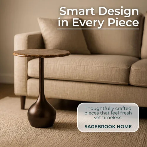 Miniatura 6 de Mesa auxiliar de mármol para decoración del hogar, soporte de mesa pequeño decorativo para mesita de noche de dormitorio, mesita de noche