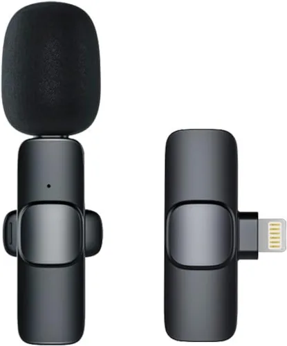 Miniatura 8 de AMOOX Micrófono Lavalier inalámbrico para cámara de iPhone, transmisión en vivo, vlogging, micrófono omnidireccional inalámbrico, micrófono