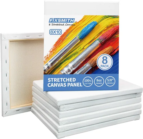 Miniatura 29 de FIXSMITH Lienzo blanco estirado de 12 x 16 pulgadas, paquete a granel de 8, imprimado, 100 % algodón, perfil de 5/8 pulgadas, paquete de gran valor