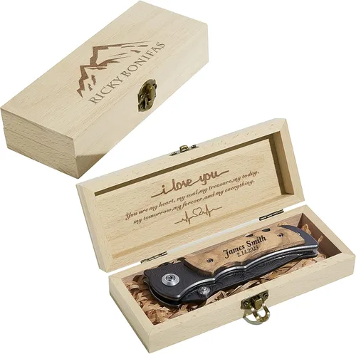 Cuchillo Plegable de Bolsillo con Clip Grabado Personalizado para Novio Esposo Papá Hijo - San Valentín Cumpleaños Navidad Aniversario Día del Padre