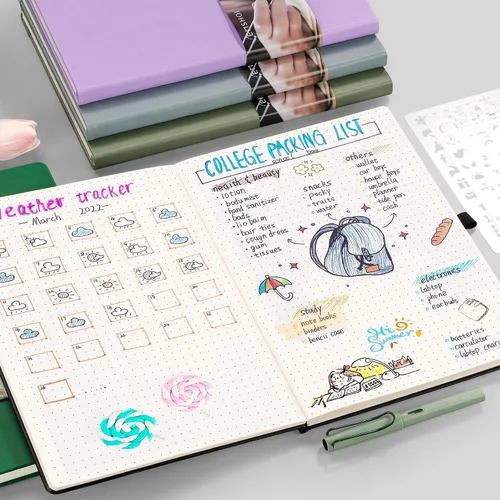 Miniatura 6 de EMSHOI Diario punteado, 8.5 x 11 pulgadas, tapa dura de cuero para mujeres y hombres, 192 páginas, cuaderno de cuadrícula de puntos de 100 GSM
