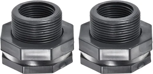 Miniatura 11 de M METERXITY Paquete de 2 accesorios de mamparo de PVC – Conector de tanque de agua de doble rosca, con junta de silicona, para acuarios