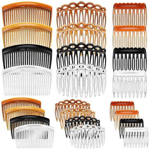 24 piezas de juego de peines laterales franceses de plástico para cabello con rizos, pinzas para el cabello, accesorios para niñas y mujeres