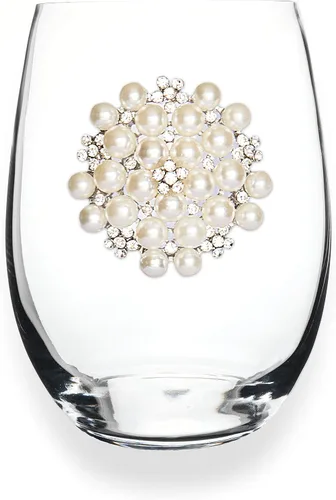 Miniatura 4 de THE QUEENS' JEWELS Pearl Bouquet - Copa de vino con tallo con joyas, 21 onzas, regalo único para mujeres, cumpleaños, lindo, divertido, sin pintar