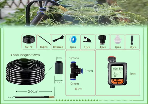 Miniatura 2 de Kit de riego por goteo, sistema de riego automático para plantas en maceta, microaspersores de cobre ajustables de 360 grados, accesorios de tubería
