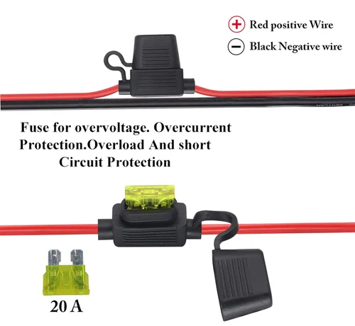 Miniatura 5 de Cable adaptador de puerto lateral de salida de corriente SAE de 12 AWG con fusible de 20 A, SAE resistente a la intemperie, cable conector